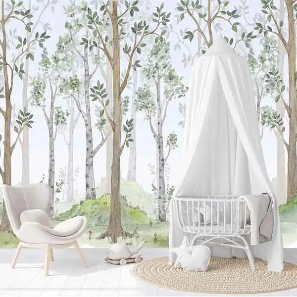 Peel and Stick Forest Wallpaper for Nursery by Innovative Stencils